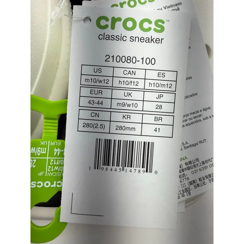 Crocs Classic Sneaker Mens Size‎ 10 White Slip On Shoes Fishing Beach 210080-100